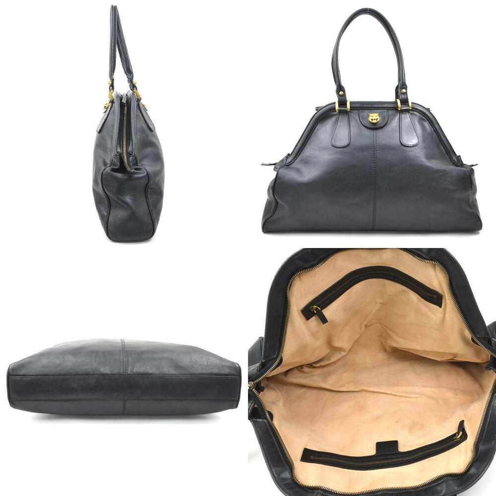 Gucci Black Leather GG Handbag Marmont Black